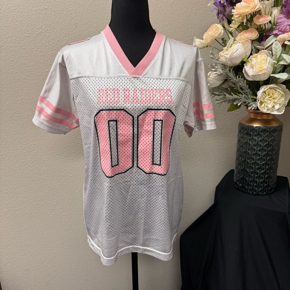 Collegiate Tops - Pink Red Raiders Mesh Football Jersey XL • V-Neck Game Day Collegiate Top